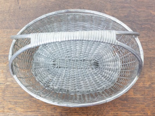 Mid-Century French Aluminium Basket Centerpiece-RIU-1078193