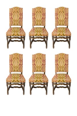 Mid-Century French Beech Dining Chairs from Os De Mouton, Set of 6-RIU-1150963