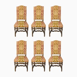 Mid-Century French Beech Dining Chairs from Os De Mouton, Set of 6-RIU-1150963