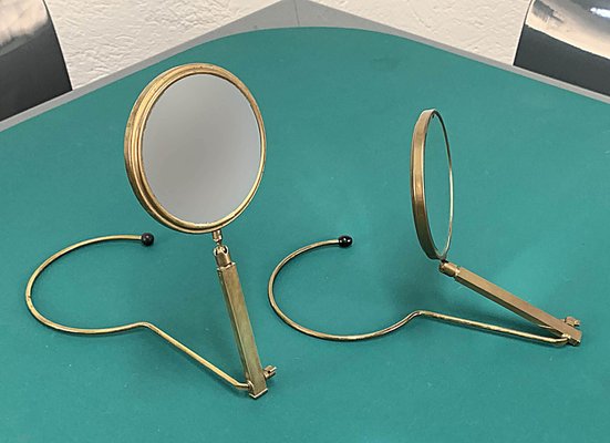 Mid-Century French Brass Adjustable Table Mirror, 1950s-JDR-1125948