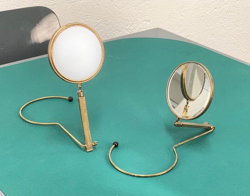 Mid-Century French Brass Adjustable Table Mirror, 1950s-JDR-1125948