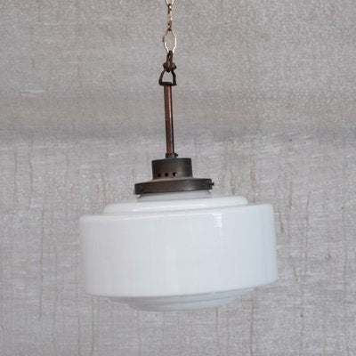 Mid-Century French Brass and Opaline Pendant Light-JRP-1448696