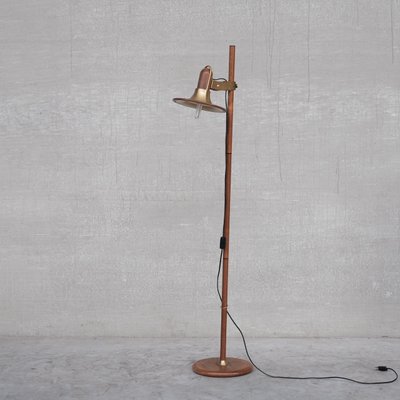 Mid-Century French Brass and Teak Floor Lamp-JRP-1112949