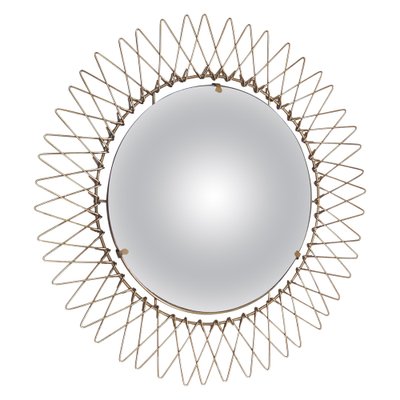 Mid-Century French Brass Sunburst Wall Mirror, 1970s-JDR-1125957