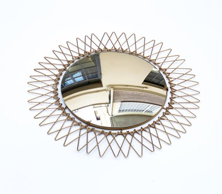 Mid-Century French Brass Sunburst Wall Mirror, 1970s-JDR-1125957