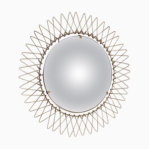 Mid-Century French Brass Sunburst Wall Mirror, 1970s-JDR-1125957