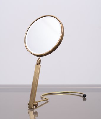 Mid-Century French Brass Table or Wall Mirror-GCG-1314782