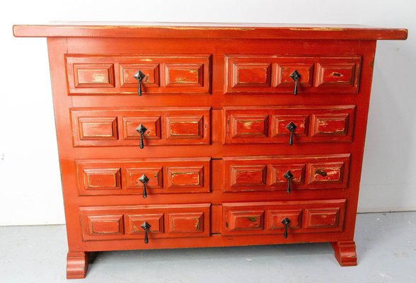 Mid-Century French Chest of Drawers in Red, 1960s-RIU-2041527