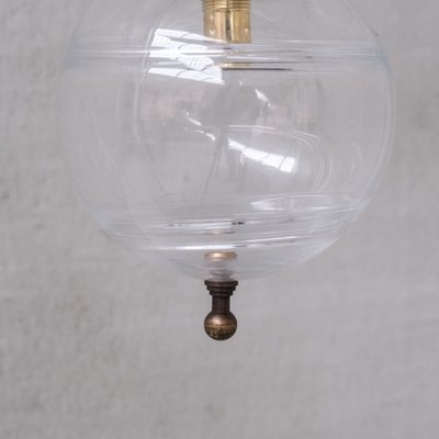 Mid-Century French Clear Glass and Brass Pendant Light-JRP-1764856