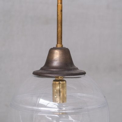 Mid-Century French Clear Glass and Brass Pendant Light-JRP-1764856