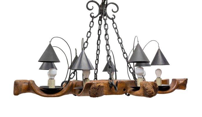 Mid-Century French Four Yokes Pendant Light-RIU-1329296