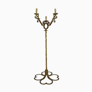 Mid-Century French Gilt Wrought Iron Floor Lamp, 1950s-XNH-564546