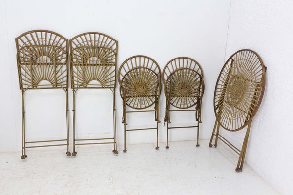 Mid-Century French Iron Chairs and Table, Set of 4-RIU-1355375