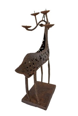 Mid-Century French Iron Deer Candleholder, 1960s-RIU-767440