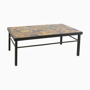 Mid-Century French Iron & Fawn Enamel Top Coffee Table in the Style of Cloutier Brothers, 1960s-RIU-713827