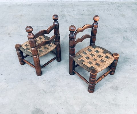 Mid-Century French Low Rush Chairs by Charles Dudouyt, 1950s, Set of 2-RQV-1094426