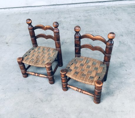 Mid-Century French Low Rush Chairs by Charles Dudouyt, 1950s, Set of 2-RQV-1094426