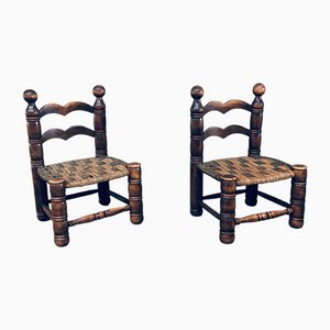 Mid-Century French Low Rush Chairs by Charles Dudouyt, 1950s, Set of 2-RQV-1094426