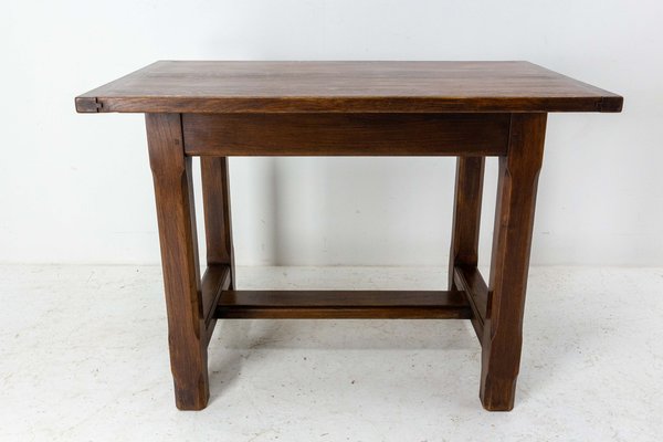 Mid-Century French Massive Oak Side Table-RIU-1309331