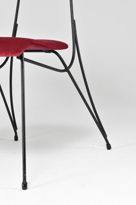 Mid-Century French Metal and Velvet Chair, 1950s-GXL-1719566