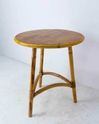 Mid-Century French Modern Rattan Side Table, 1950-RIU-1215332