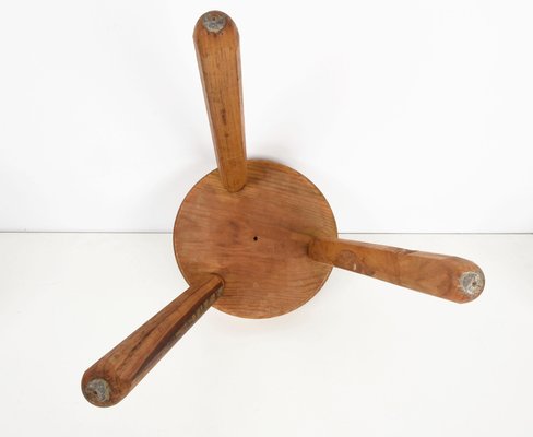 Mid-Century French Modern Wooden Tripod Stool in the style of Charlotte Perriand, 1950s-JDR-1125499