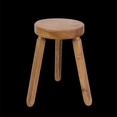 Mid-Century French Modern Wooden Tripod Stool in the style of Charlotte Perriand, 1950s-JDR-1125499