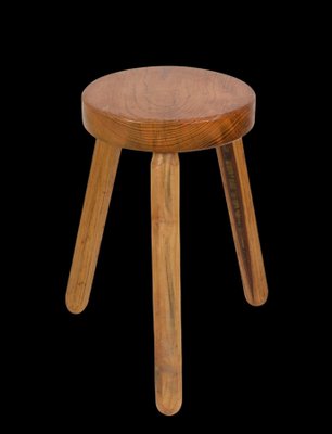 Mid-Century French Modern Wooden Tripod Stool in the style of Charlotte Perriand, 1950s-JDR-1125499