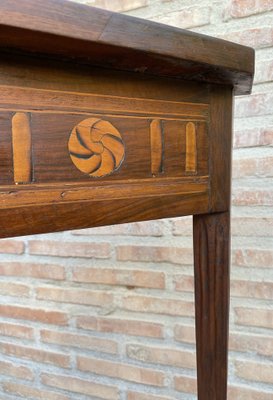 Mid-Century French Modernist Triangular Wooden Side Table with Marquetry, 1950s-NOU-1733656