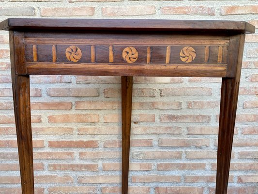 Mid-Century French Modernist Triangular Wooden Side Table with Marquetry, 1950s-NOU-1733656