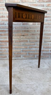 Mid-Century French Modernist Triangular Wooden Side Table with Marquetry, 1950s-NOU-1733656