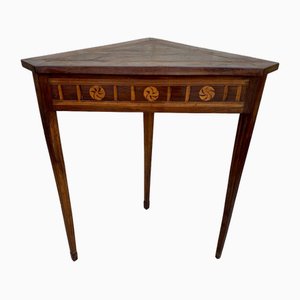 Mid-Century French Modernist Triangular Wooden Side Table with Marquetry, 1950s-NOU-1733656