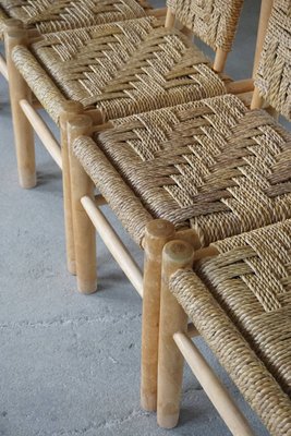 Mid-Century French Naturalist Woven Chairs in Solid Elm by Pierre Chapo, 1960s, Set of 6-MXF-950920