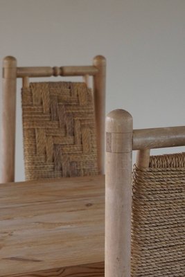 Mid-Century French Naturalist Woven Chairs in Solid Elm by Pierre Chapo, 1960s, Set of 6-MXF-950920