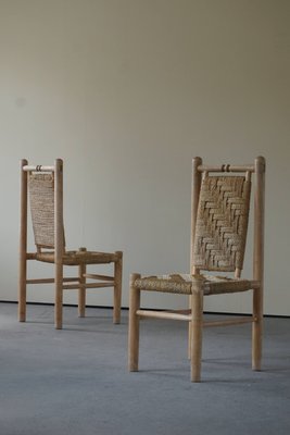 Mid-Century French Naturalist Woven Chairs in Solid Elm by Pierre Chapo, 1960s, Set of 6-MXF-950920