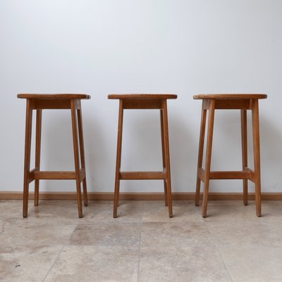 Mid-Century French Oak Bar Stools by Guillerme et Chambron, Set of 3-JRP-996762