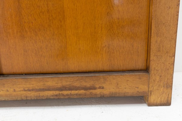 Mid-Century French Oak Buffet Enfilade Sideboard Credenza with Four Sliding Doors-RIU-1195634