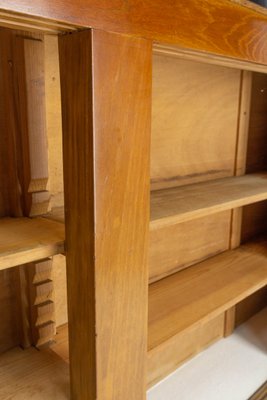 Mid-Century French Oak Buffet Enfilade Sideboard Credenza with Four Sliding Doors-RIU-1195634