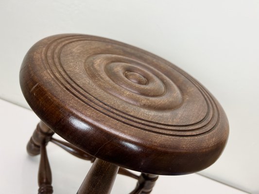 Mid-Century French Oak Tripod Stool in the Style of Charles Dudouyt, 1950s-WZZ-1447354