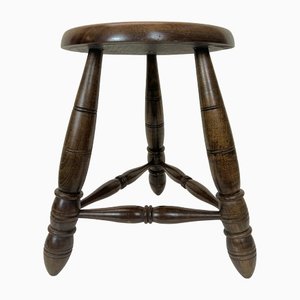 Mid-Century French Oak Tripod Stool in the Style of Charles Dudouyt, 1950s-WZZ-1447354