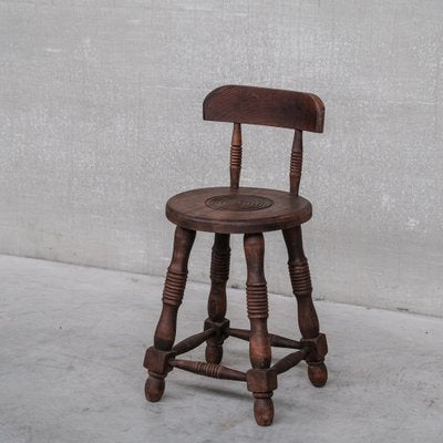 Mid-Century French Oak Turned Occasional Chair-JRP-1320427