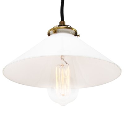 Mid-Century French Opaline Glass and Brass Pendant Lamp-BLS-715956