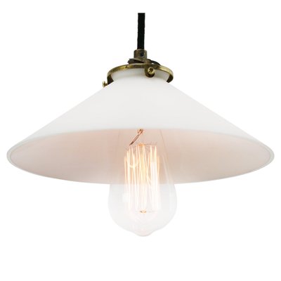 Mid-Century French Opaline Glass & Brass Ceiling Lamp-BLS-851753