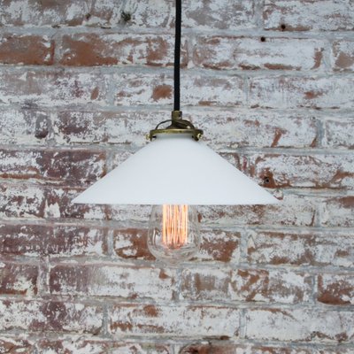 Mid-Century French Opaline Glass & Brass Ceiling Lamp-BLS-851753