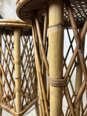 Mid-Century French Rattan and Bamboo Plant Stands, Set of 2-WZZ-1312043