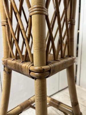 Mid-Century French Rattan and Bamboo Plant Stands, Set of 2-WZZ-1312043