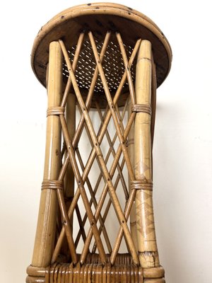 Mid-Century French Rattan and Bamboo Plant Stands, Set of 2-WZZ-1312043