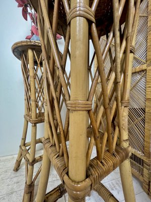 Mid-Century French Rattan and Bamboo Plant Stands, Set of 2-WZZ-1312043