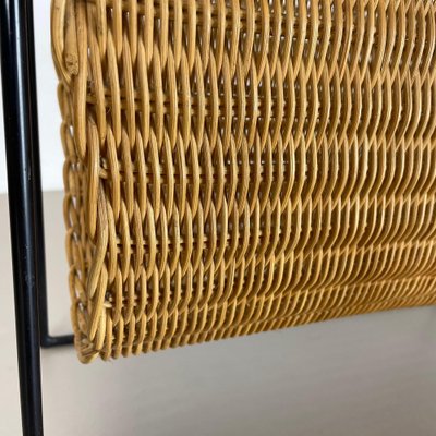 Mid-Century French Rattan Magazine Holder, 1950s-QZ-1343160