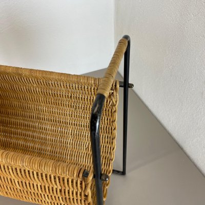 Mid-Century French Rattan Magazine Holder, 1950s-QZ-1343160